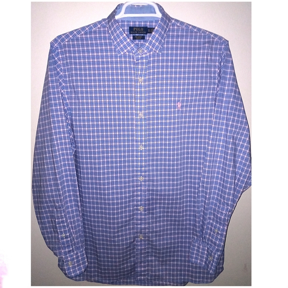 Polo by Ralph Lauren Blue and White Plaid Button-Down Shirt